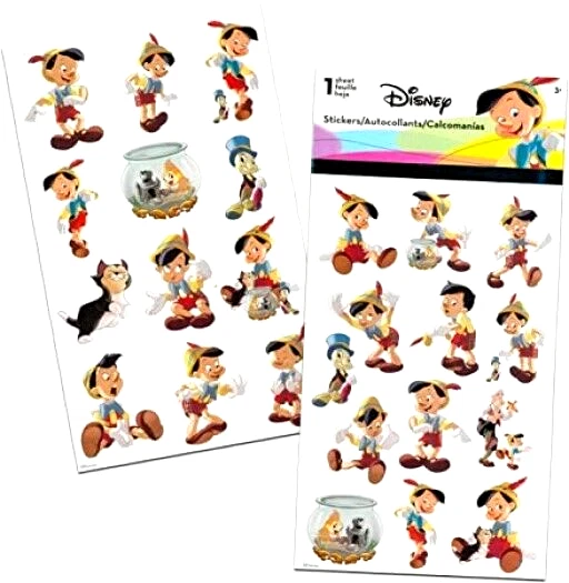 Pinnichio Jr. Sticker PINOCCHIO JIMINY CRICKET Gepetto Puppet Marionette Boy Disney stickers ...