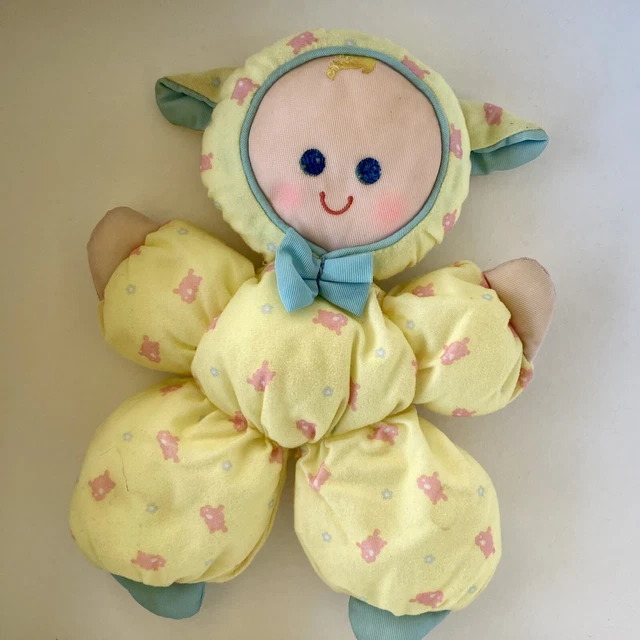Fisher Price Kiddicraft Slumber Babies Baby Doll Plush Vintage Yellow Lamb