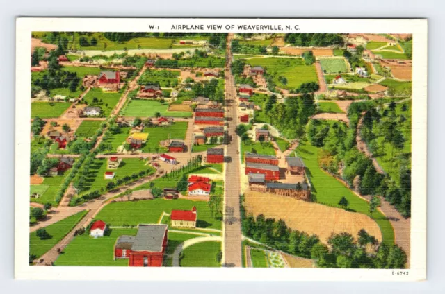 Airplane View of Weaverville North Carolina Vintage Postcard BRY49