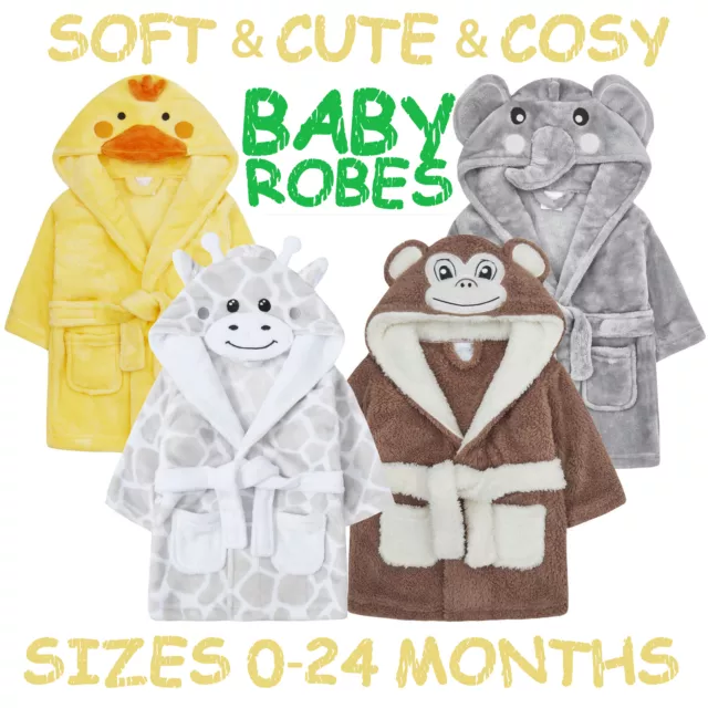 Unisex Baby Boys Girls Dressing Robe Novelty Animal Themed Gown Soft 0-24 Months