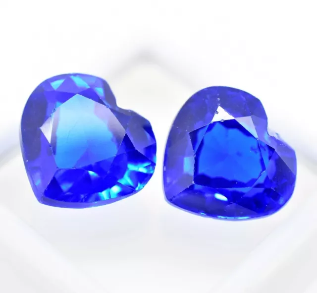 16.50 Ct Natural Deep Blue Tanzanite Heart Cut Stunning Gemstone Pair