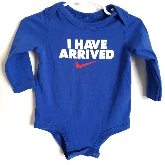 Nike Baby Boys Red & Blue Long Sleeve Logo One-Piece Bodysuit 9 Months