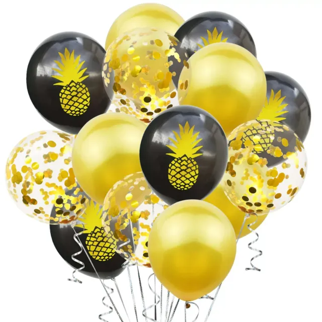 10 X Oro Nero Ananas Compleanno Palloncini 30.5cm Lattice Festa di Compleanno UK