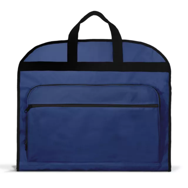 39" Business Garment Bag Cover Suits Dresses Clothing Foldable Pockets Navy Blue