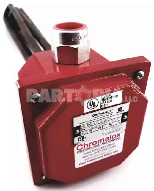 Chromalox EMT-306E4 Immersion Heater, P/N 156-074443-004, 480V, 6kW, 3PH