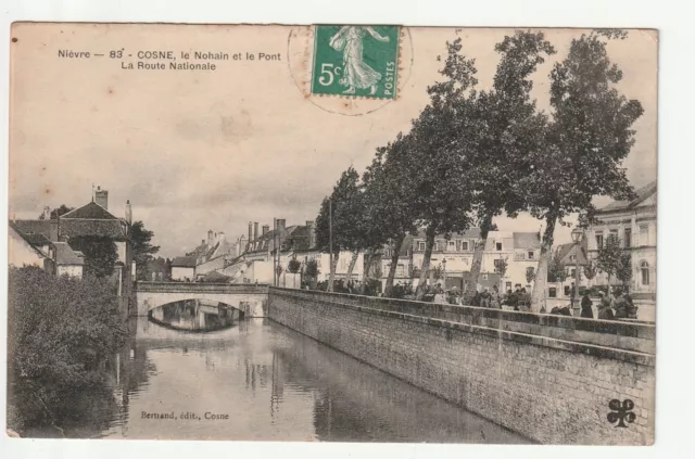 COSNE SUR LOIRE - Nievre - CPA 58 - le Nohain - Le pont - La route Nationale