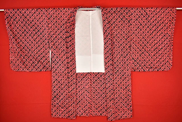 Vintage Japanese Kimono Silk Antique BORO HAORI Kusakizome SHIBORI/A120/520
