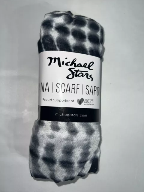 NEW Michael Stars Scarf Sarong Black White Brushed Batik Ruana Tie Dye