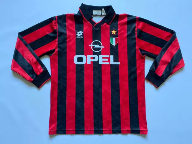 Vintage Ac Milan Italy 1994/1995 Home Football Shirt Jersey Lotto Long Sleeves