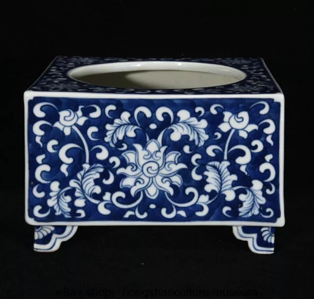 5.8 " Qianlong Marked China Blue White Porcelain Dynasty Flower Pattern Pen wash