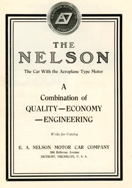 1920 Original Nelson Motor Car Ad. Aeroplane Type Motor + Bosch Magneto Ad