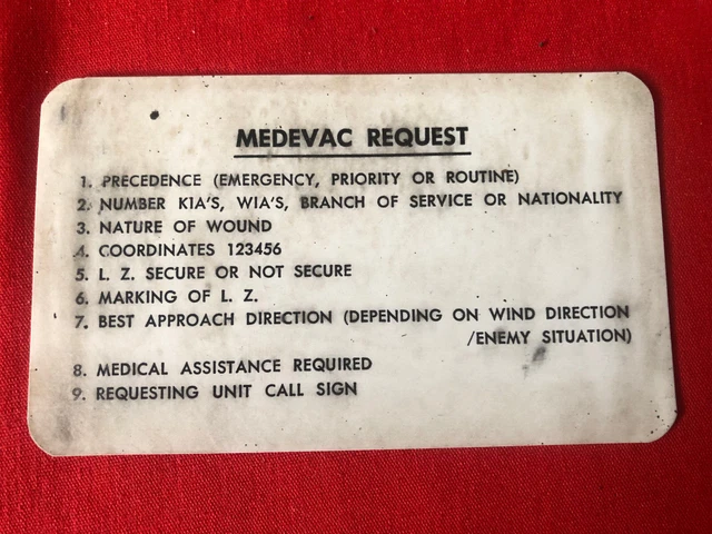 Vc Rvn US ARMY USMC USN USAF USCG Vietnam RVN Era MEDEVAC REQUEST Card ARVN VC ...