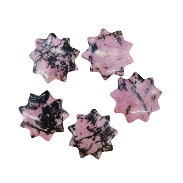 10pcs Natural Rhodochrosite Stone Healing Sun Flower Gemstone Home Decor 25x6mm