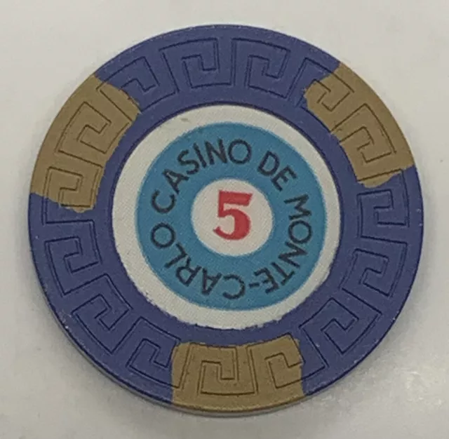 Societe des Bains de Mer 5 MCF Jeton Casino Chip Monte Carlo Monaco LgKey 1968