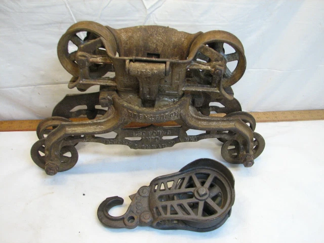 Vintage Myers Unloader Hay Trolley Pulley Farm Barn Architectural Iron Ashland C