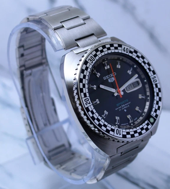#Stylish Seiko "Rally Diver" Black-Dial 6119 D/D Automatic 21 Jewels Wrist Watch