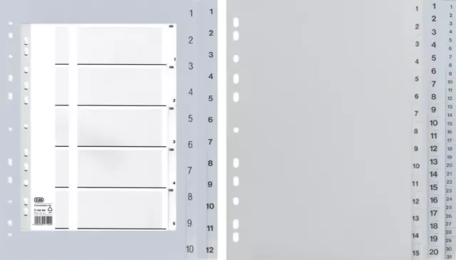 DIN A4 Kunststoff-Zahlenregister Zahlen-Register Ordner- Ringbuchregister PP