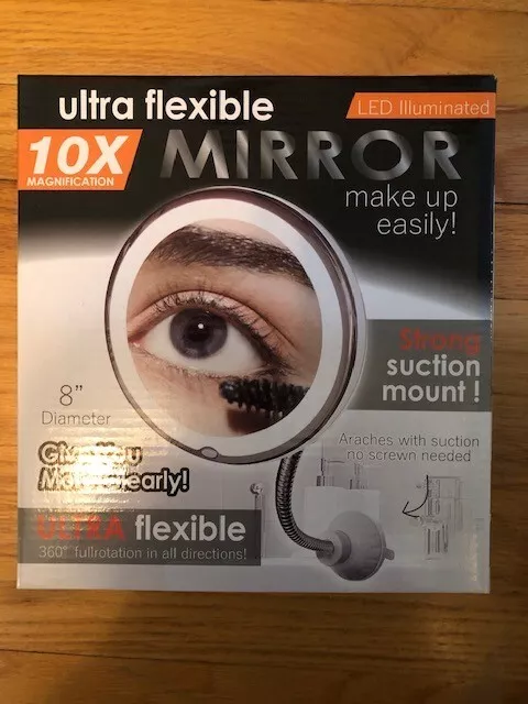 Ultra Flexible LED Illuminated Mirror -  10X Magnification - 360 rotate 