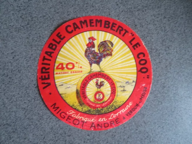 Etiquette   de fromage  Véritable Camembert " Le Coq"