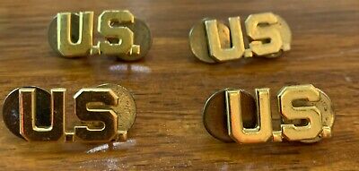 4 Us Military Brass Lapel Pin Double Pin Backs
