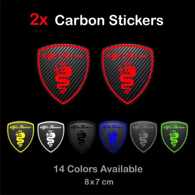 2x ALFA ROMEO Carbon Badge Sport Logo Body Window Car Wheel Stickers Crest Decal