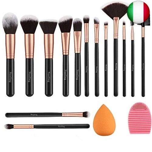 AMMIY Pennelli Make Up Oro Rosa 14 pezzi, set di pennelli trucco, Pennelli
