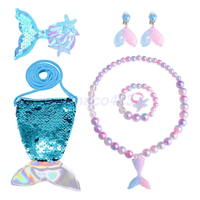 AU HOT Kids Girls Mermaid Tail Necklace Bracelet Set Birthday Jewellery Gift