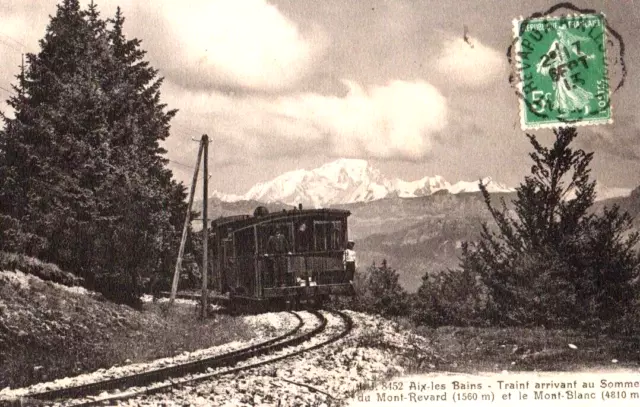 73 Cpa Animee 1913 Aix Les Bains Train Arrivant Au Sommet Du Mont Revard