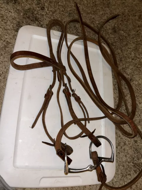 LARGE HORSE SIZE Leather Bridle With D Ring But And Split Reins $23.50 ...