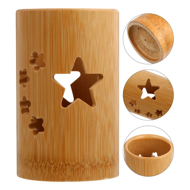 Papelera de almacenamiento cucharas de bambú vajilla soporte lápiz de madera herramienta de cocina