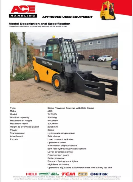 JCB TLT35D Teletruk 3.5T With Bale Clamp Hire-£169.99pw Buy-£24995 HP-£128.63pw
