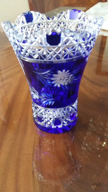 Meissen In Bleikristall - Signierte Blaue Bleikristallvase Aus Meissen 3