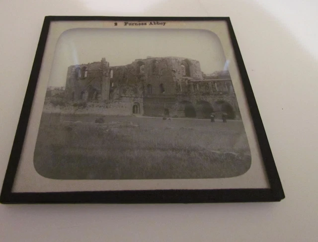 Glass Magic Lantern Slide FURNESS ABBEY EXTERIOR C1900 PHOTO CUMBRIA . ENGLAND 2