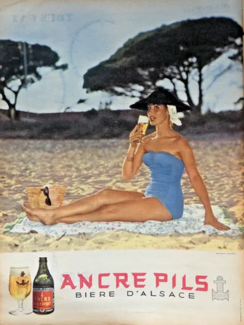 1957 Anchor Press Advertisement Pils Beer D'alsace - At The Beach