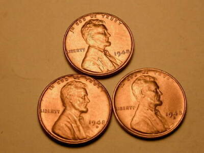 1948 P / D / S LINCOLN WHEAT CENT GEM BU BRILLIANT RED SET 3 COINS * FREE Shippi
