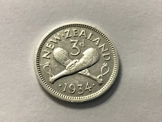 1934 New Zealand 3 Pence - Silver