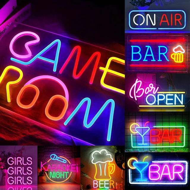 BEER NEON SIGNS LED Neon Bar Signs Hanging Wall Decor Night Light Man ...