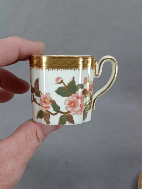 Royal Worcester Hand Painted Floral Butterfly & Gold Demitasse Cup & Saucer 3