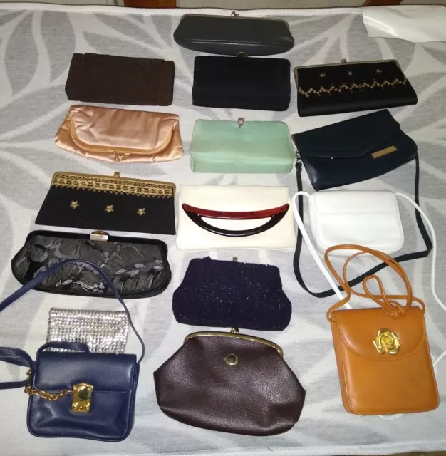 Lot of 16 Vintage Evening purses Clutch Bag Small Bags Beading Stitches