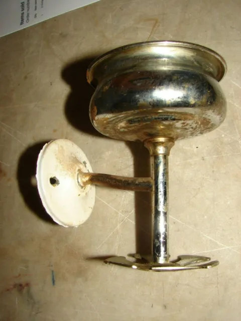 Antique Nickle over Brass Wall Mount Cup & 5 Slot Toothbrush Holder - As Found 1 5