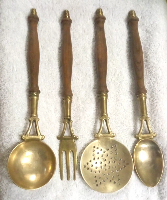 Lot De 10 Ustensiles Cuisine En Bois De Teck - Spatules, Cuillères Et Fourchettes - Naturel Et Résistant