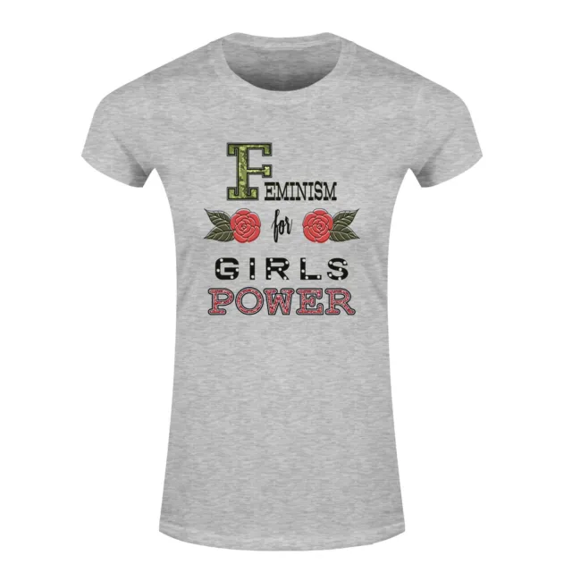 T-shirt schizzo femminismo per ragazze power perle e rose donna slim tunica top
