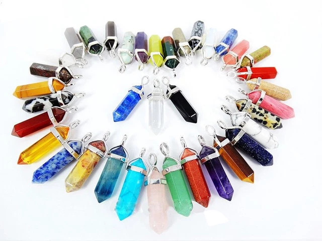 Natural Quartz Crystal Healing Point Chakra Cut Gemstone Pendant Reiki Necklace^