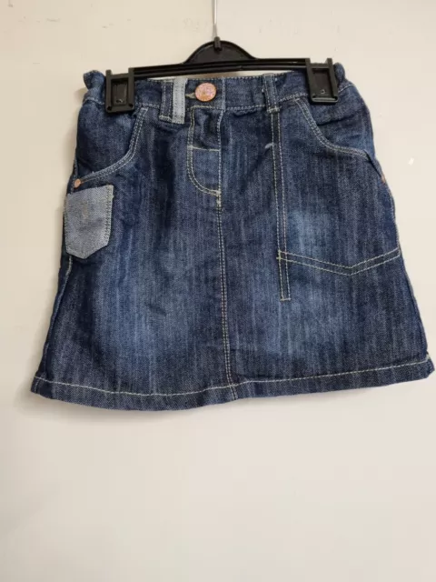 Girls Blue, denim Skirt with adjustable waist  Size 5-6 Yrs by Next