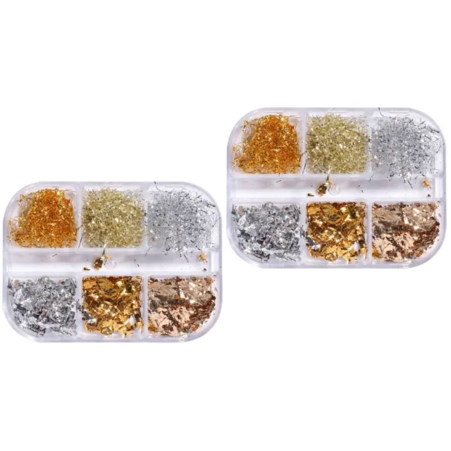 4 scatole paillettes oro argento glitter adesivi nail art accessori