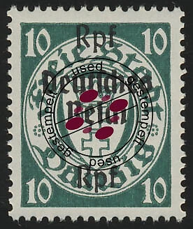 720 Danzig mit Aufdruck 10 Rpf auf 10 Pf O gestempelt