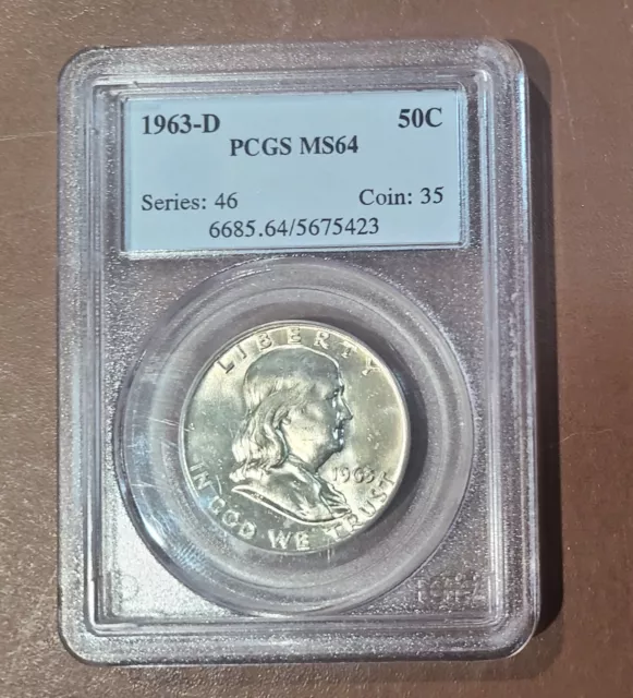 1963 D Franklin Half Dollar Silver 50 Cent Coin PCGS MS64