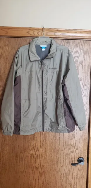 Columbia Men's Rain Jacket XL Brown & Tan w/Hidden Hood Packable Full Zip