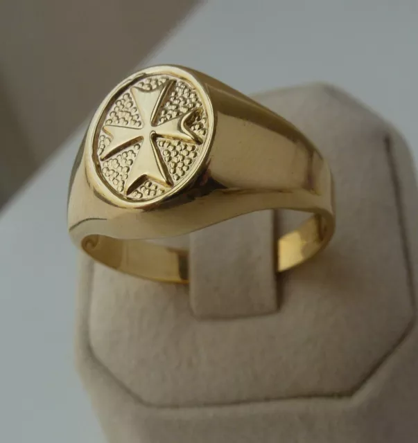 Anello da uomo con sigillo Templare di Amalfi Croce di Malta in oro giallo...