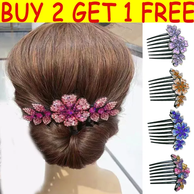 Flower Wedding Hair Pins Bridesmaid Crystal Diamante Pearls Bridal Clips Comb